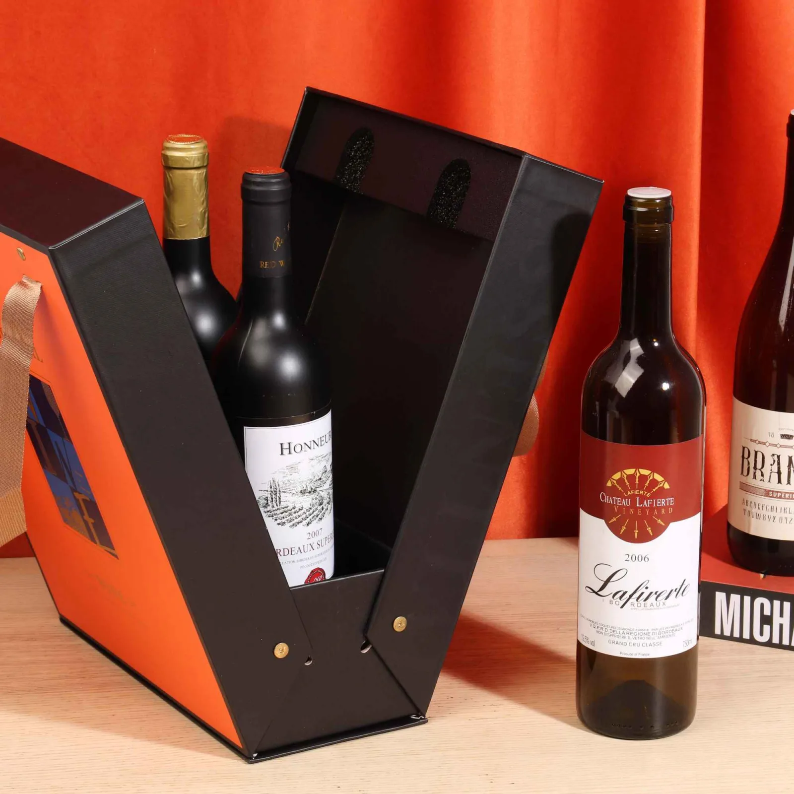 Luxury Double-Door Rigid Wine Box for Two Bottles 3