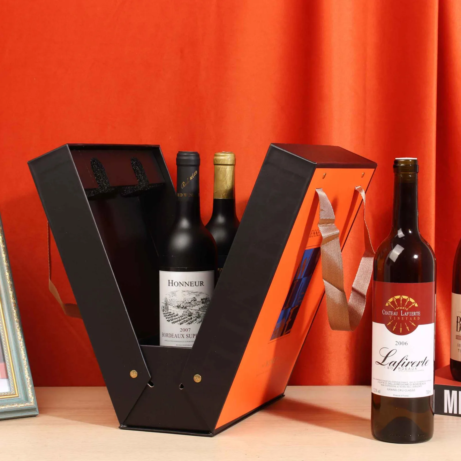 Luxury Double-Door Rigid Wine Box for Two Bottles 4