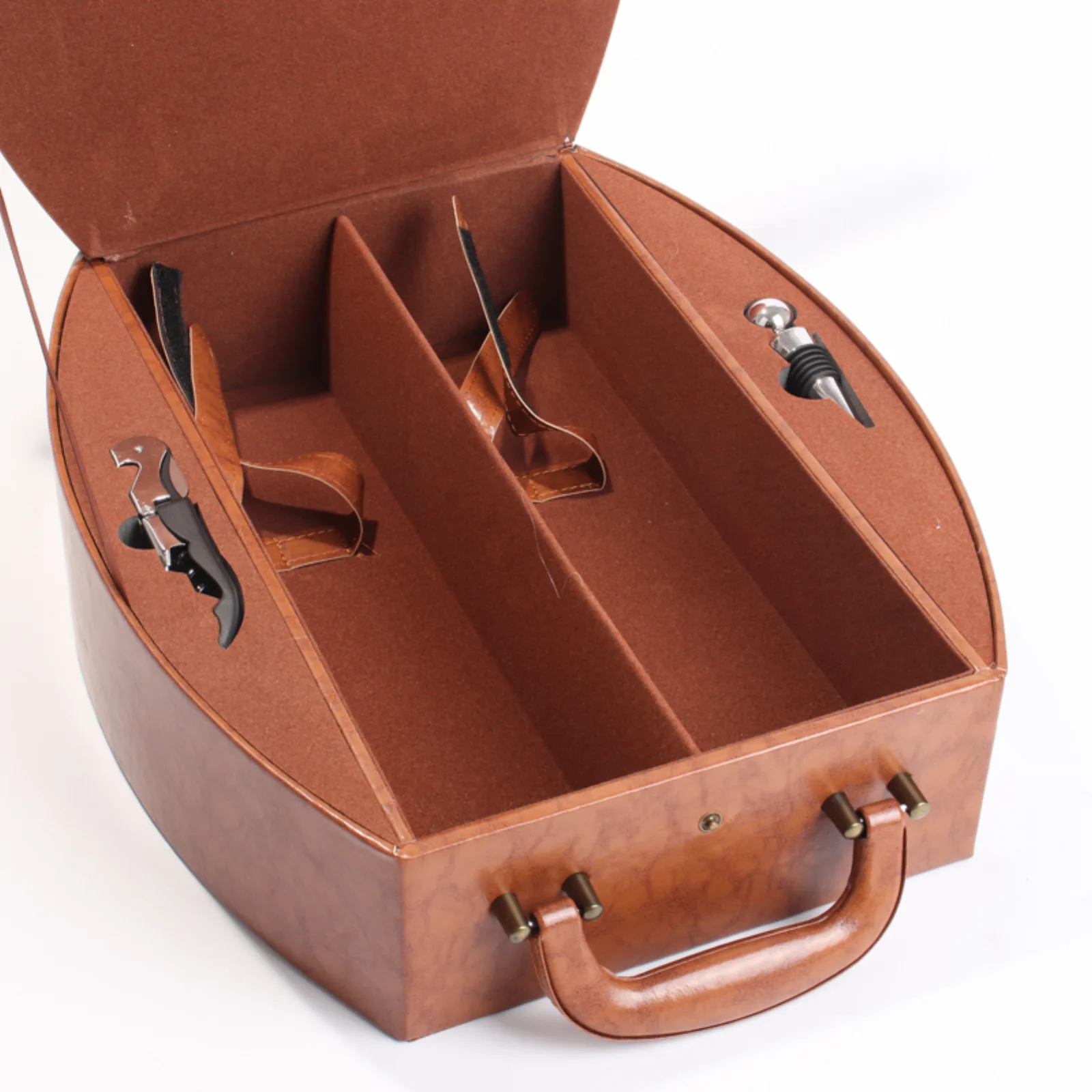 Faux Wood & Leather Double Wine Box 2