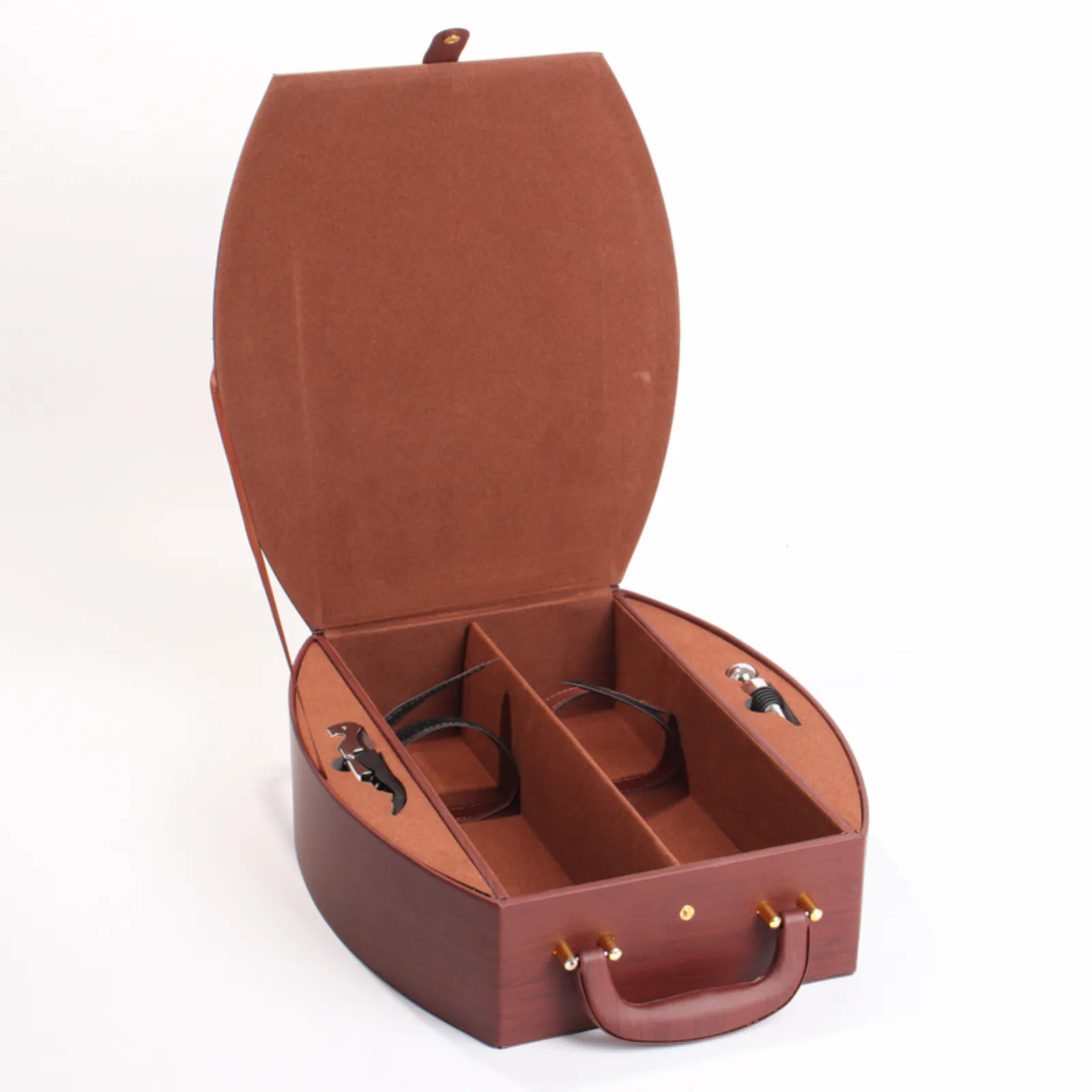 Faux Wood & Leather Double Wine Box 5