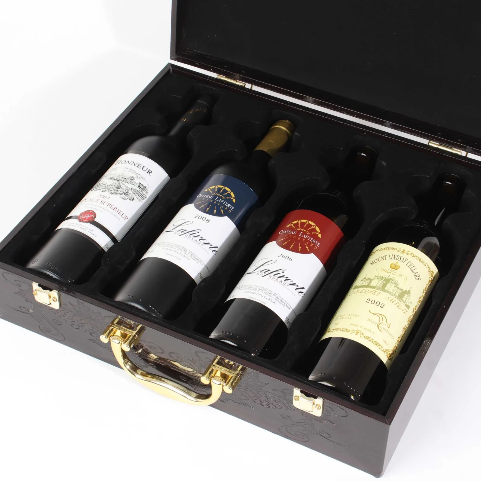 4-Bottle Wooden Wine Box with Gloss Lacquer 2
