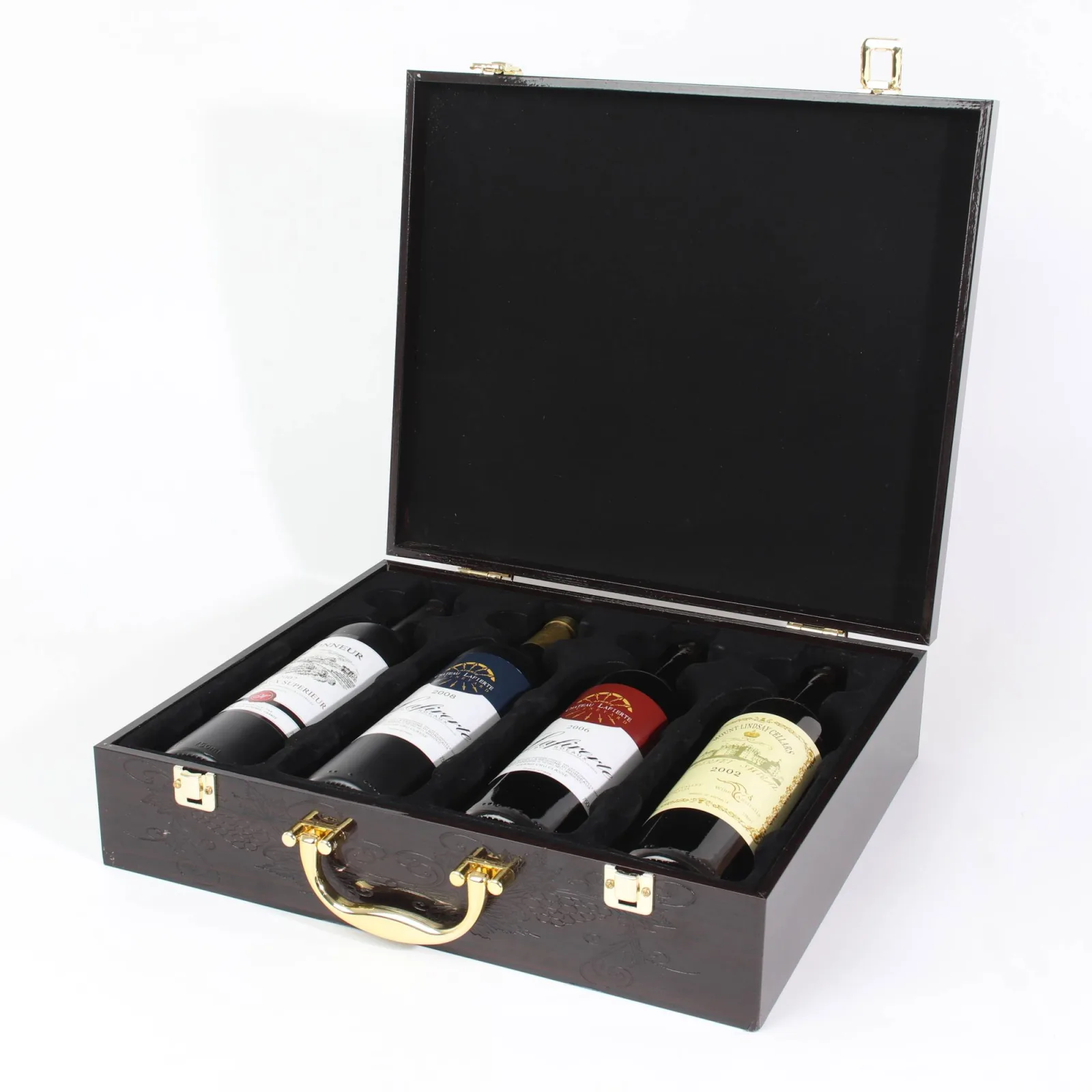 4-Bottle Wooden Wine Box with Gloss Lacquer 4