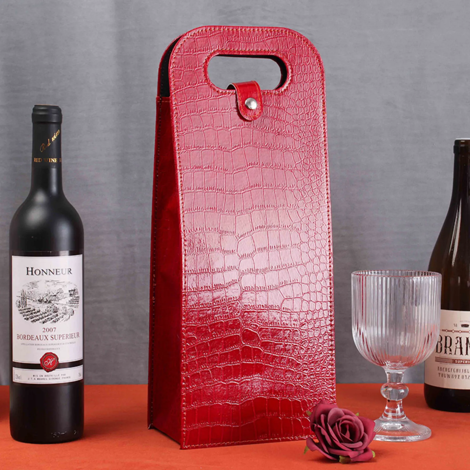 Luxury Leather Wine Bottle Bag