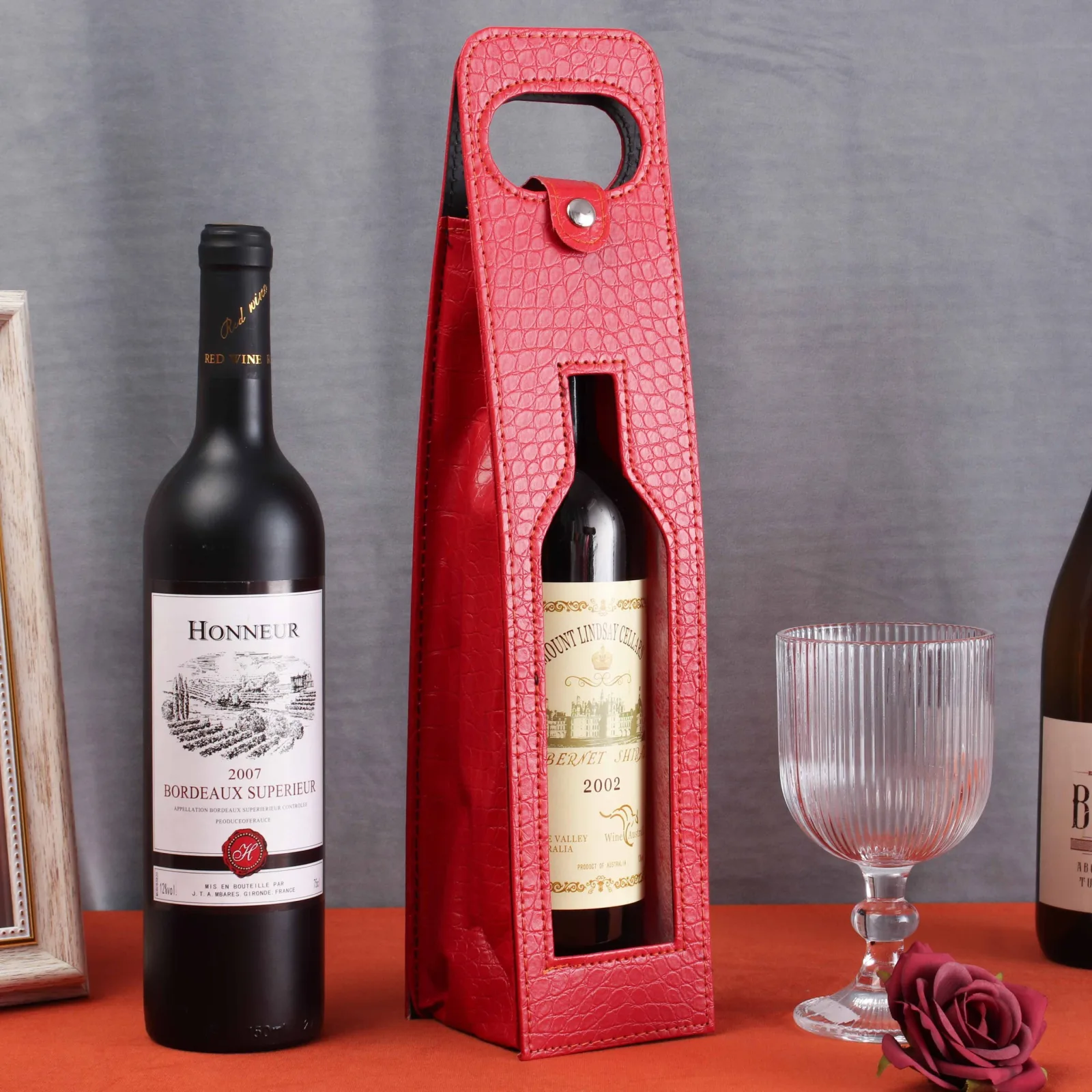 Luxury Leather Wine Bottle Bag 2