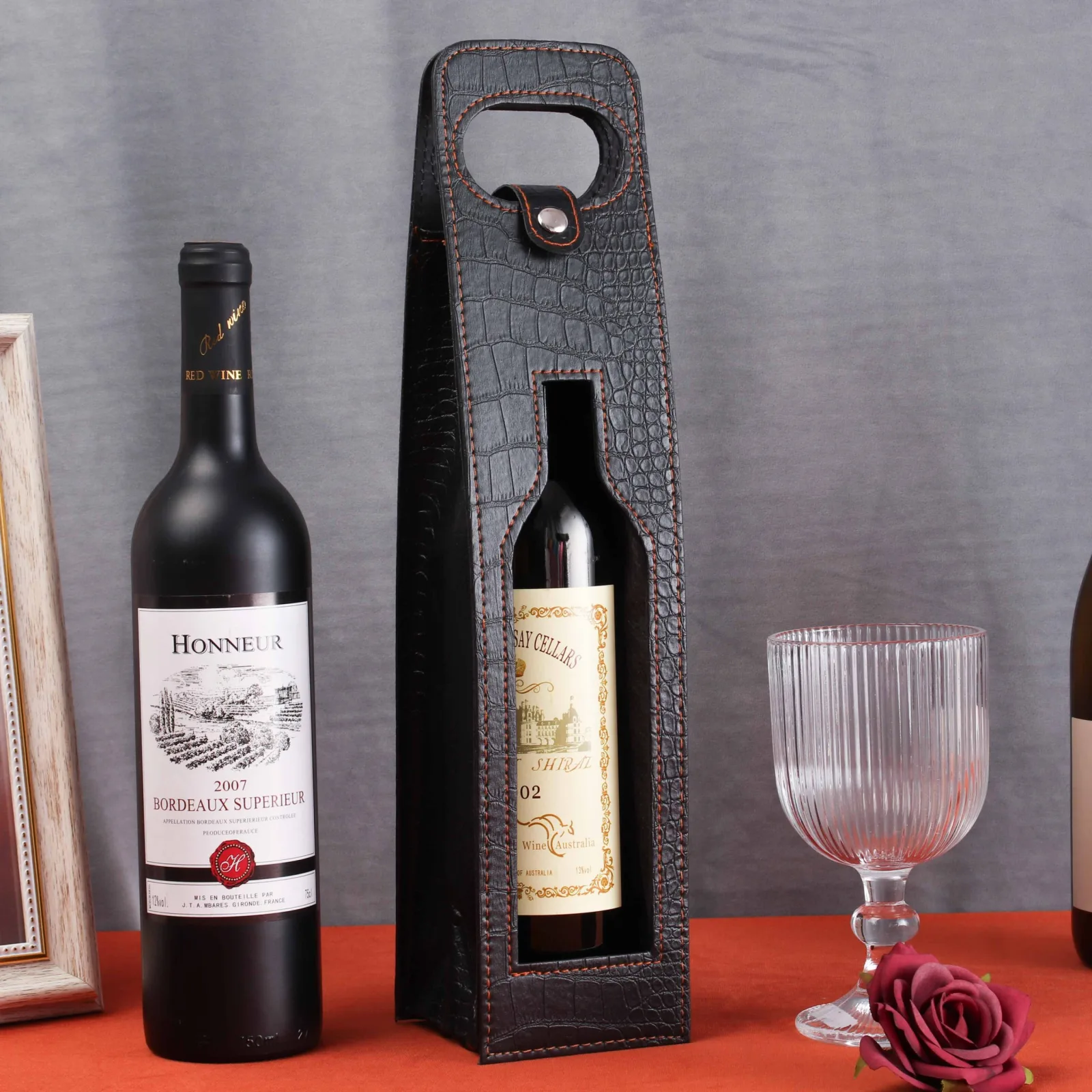 Luxury Leather Wine Bottle Bag 3