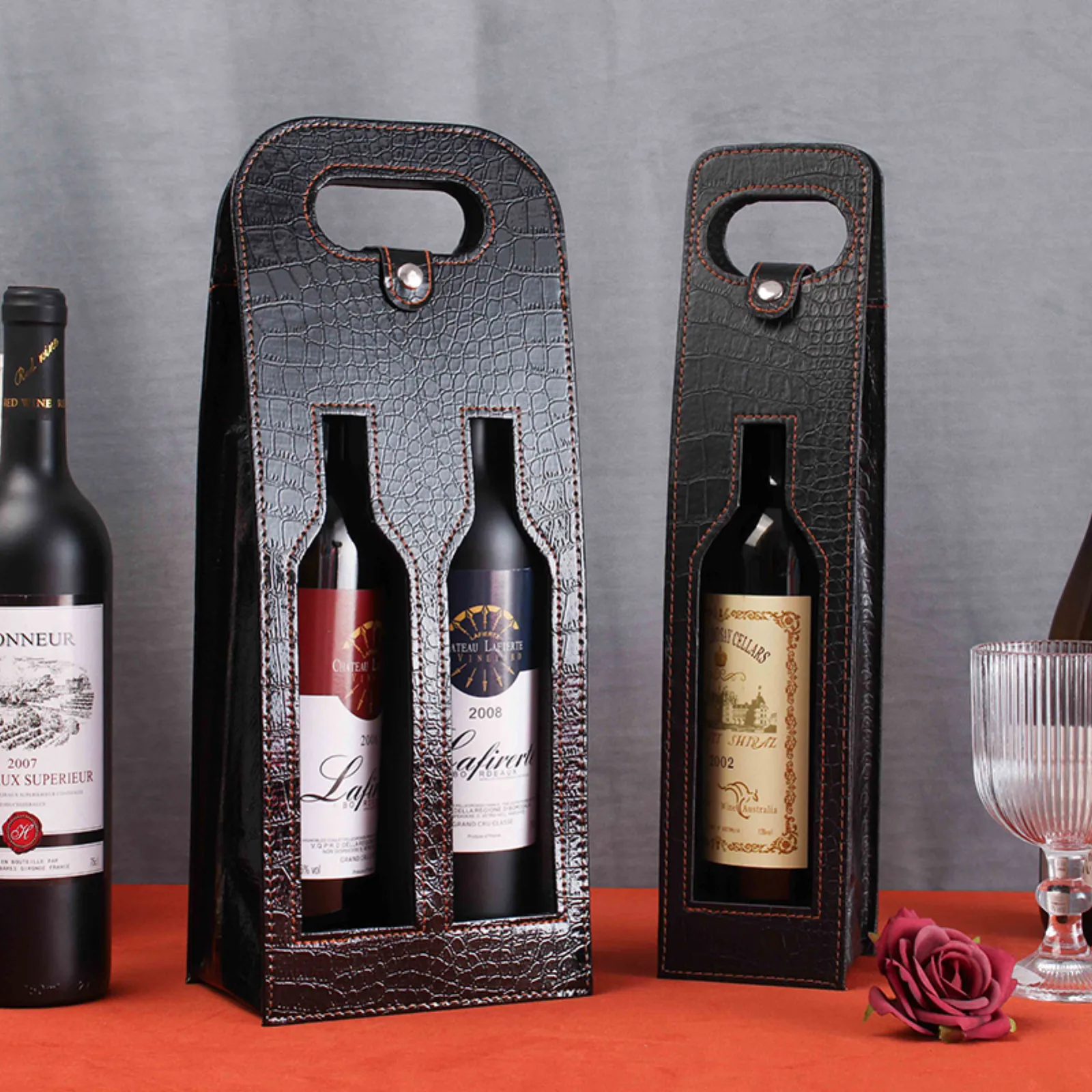 Luxury Leather Wine Bottle Bag 4