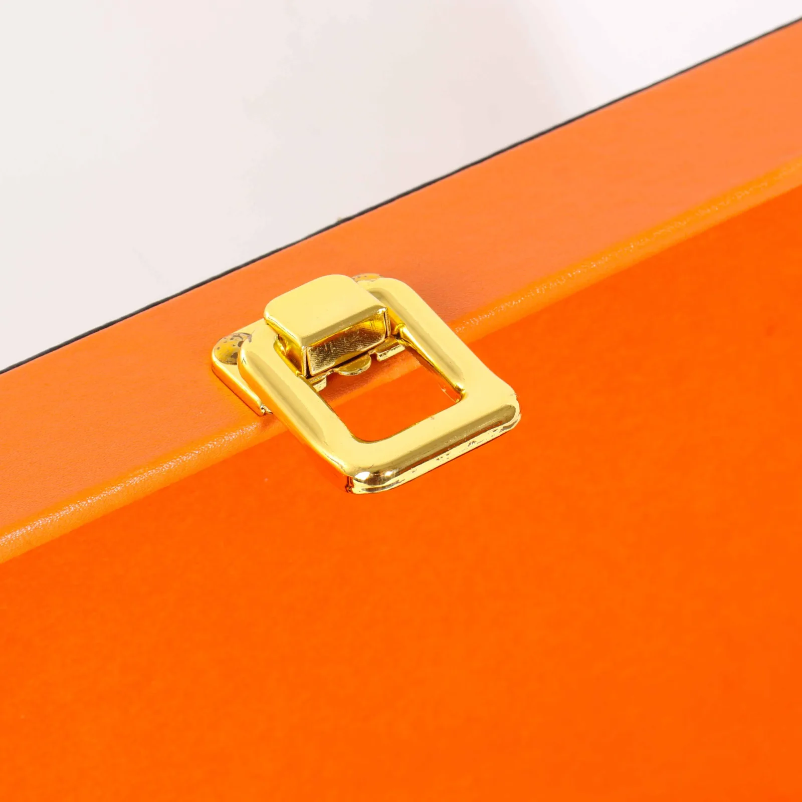Premium Orange Leather Double Wine Bottle Gift Box with Utensils 4