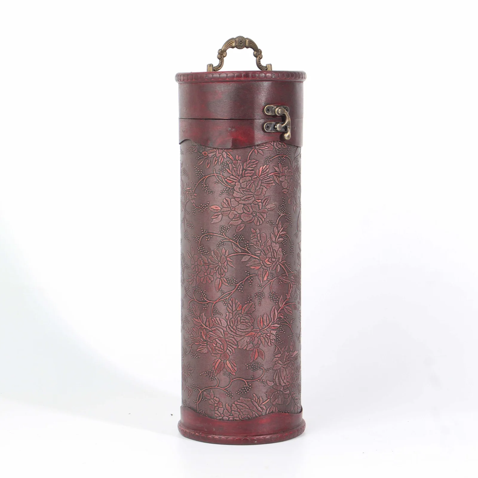 European Retro Cylindrical Wooden Wine Box 5