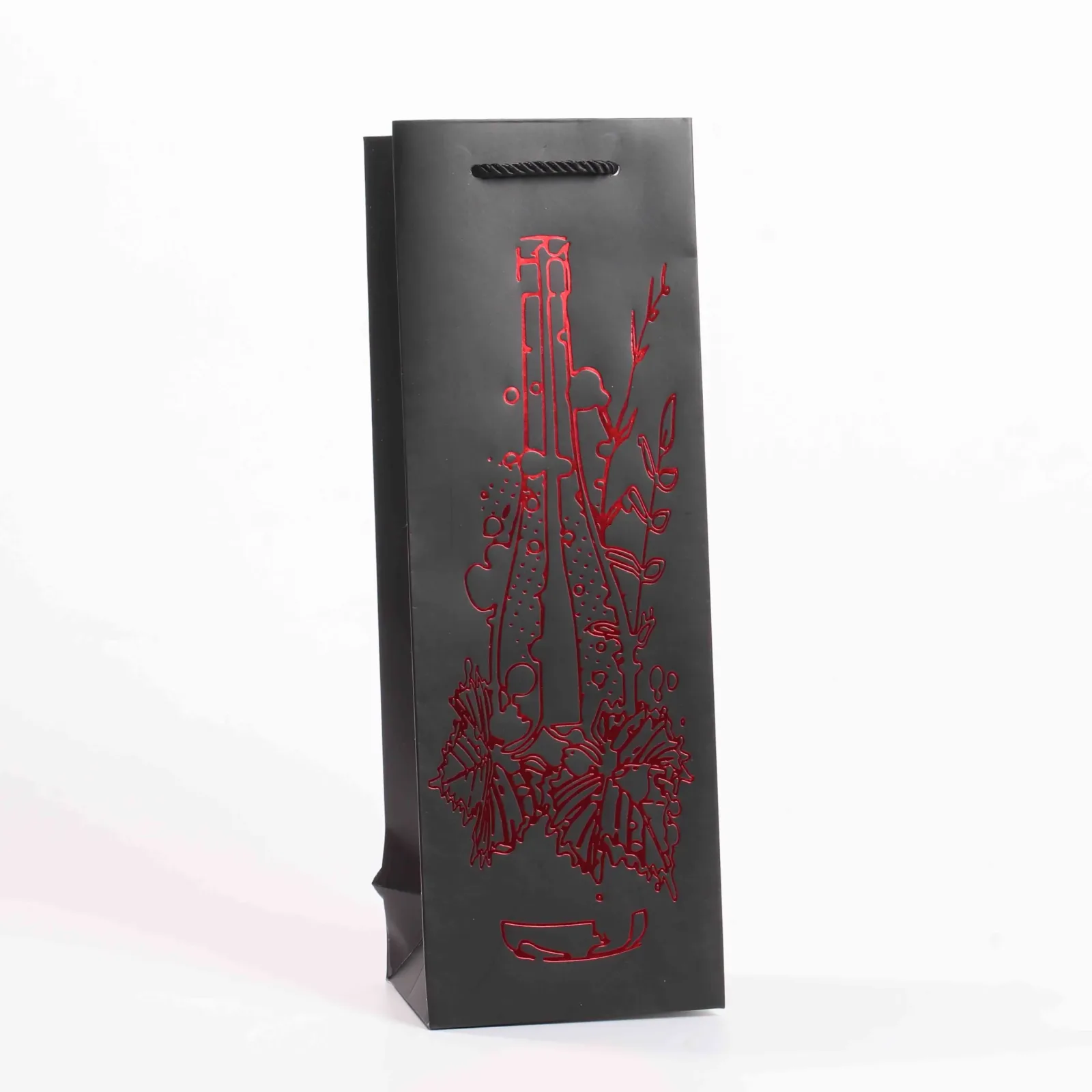 White Cardstock Wine Bag with Foil Stamping and UV Printing