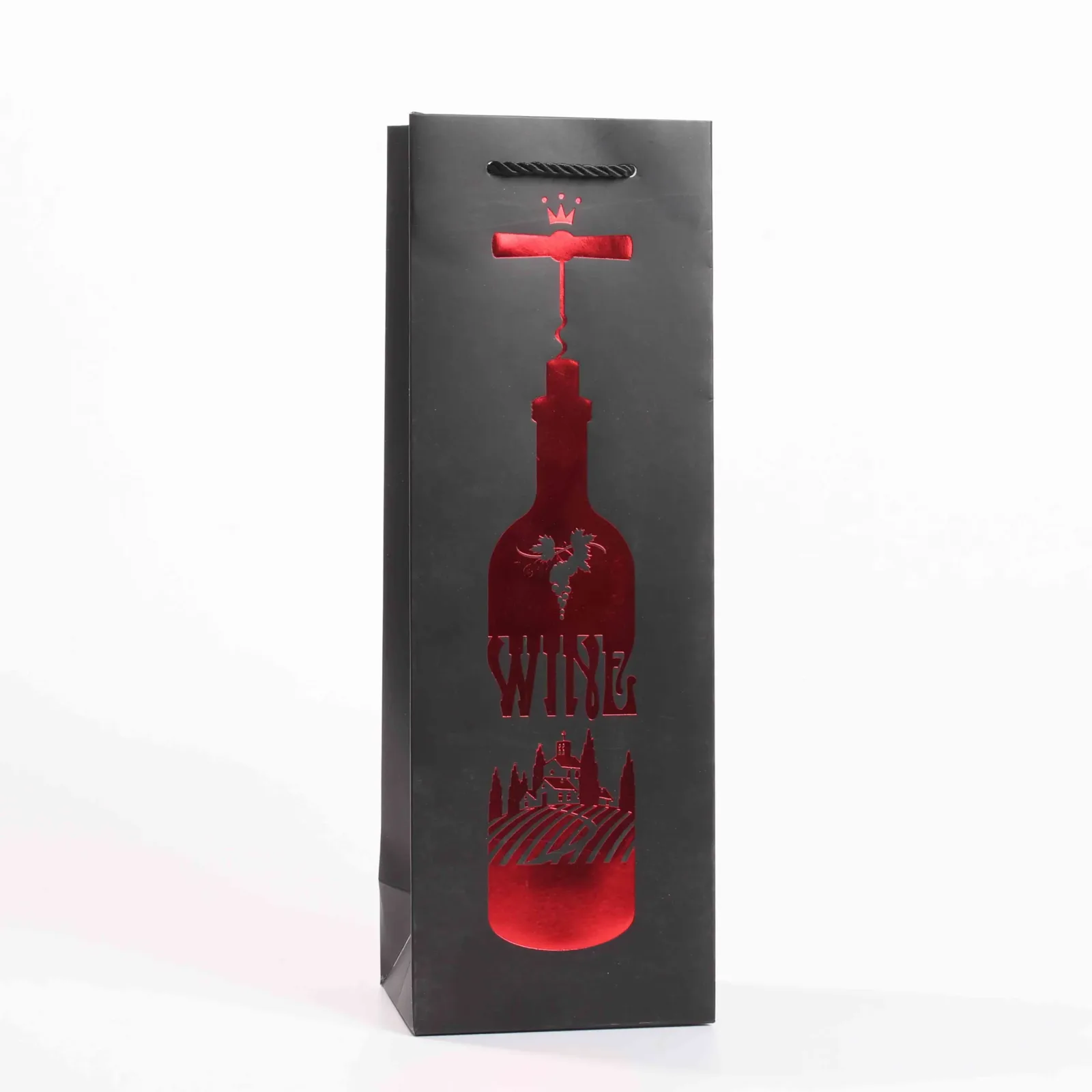White Cardstock Wine Bag with Foil Stamping and UV Printing 2
